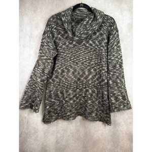 Anne Klein Cowl Neck Sweater Womens Large Charcoal Grey Marled Mohair‎ Blend
